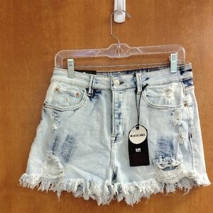 I&M Black Label Distressed Light Blue Distressed Denim Olivia High Rise Shorts